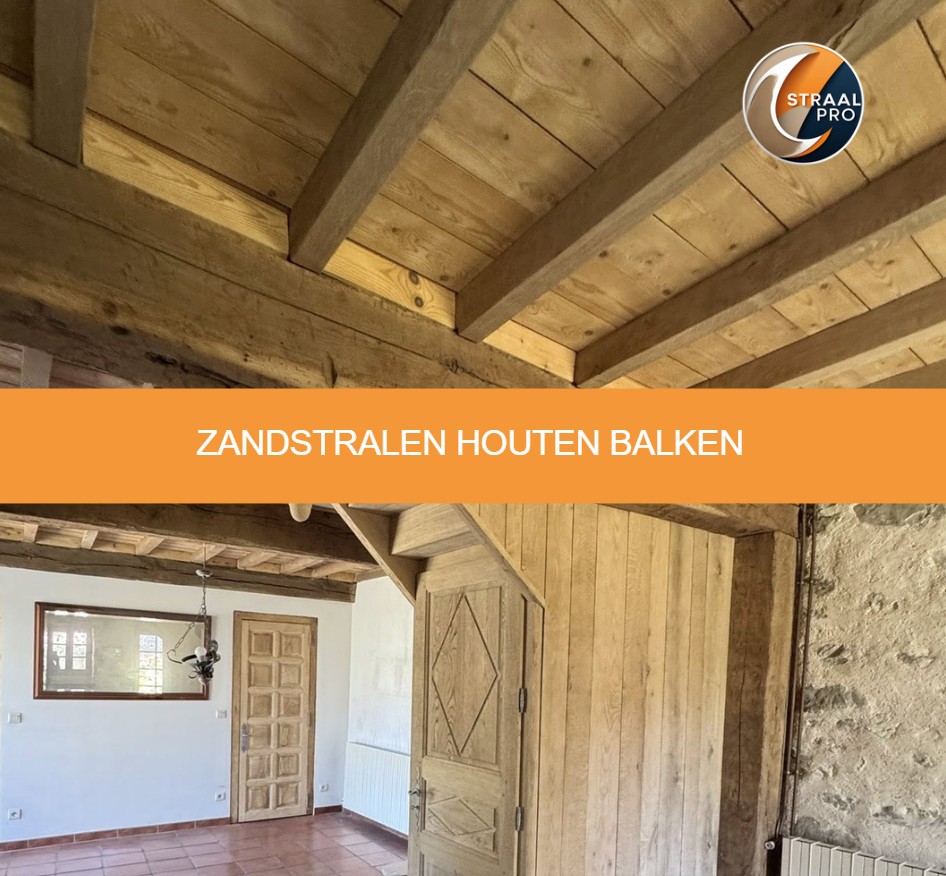 Zandstralen houten balken